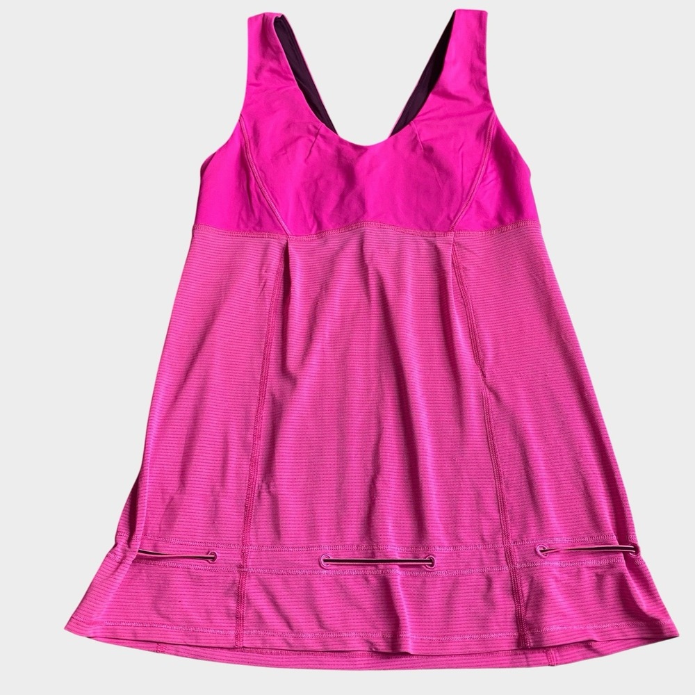 Lululemon Tank Top Size 6 Pink Hustle And Bustle Loose Built in Bra Yoga Workout